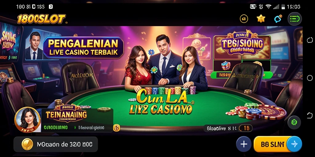 Tampilan menarik gameplay 180SLOT dengan dealer dan pemain nyata.