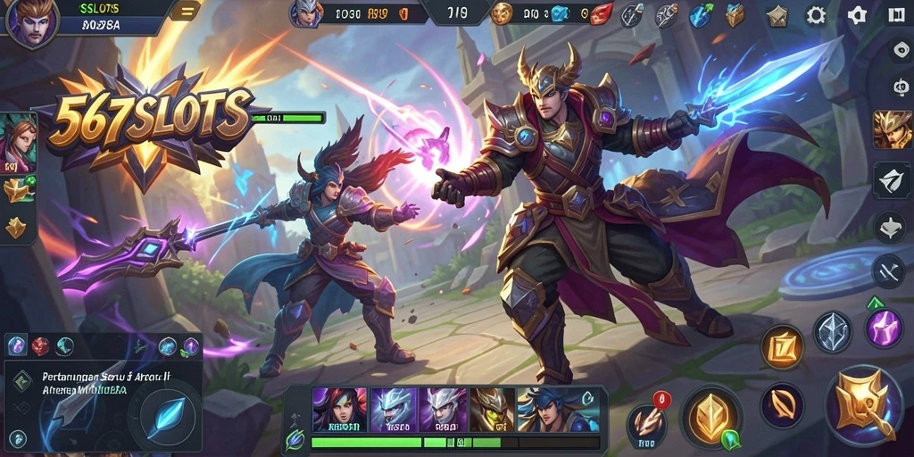 Tampilan gameplay MOBA yang menarik dan penuh aksi di 567SLOTS.