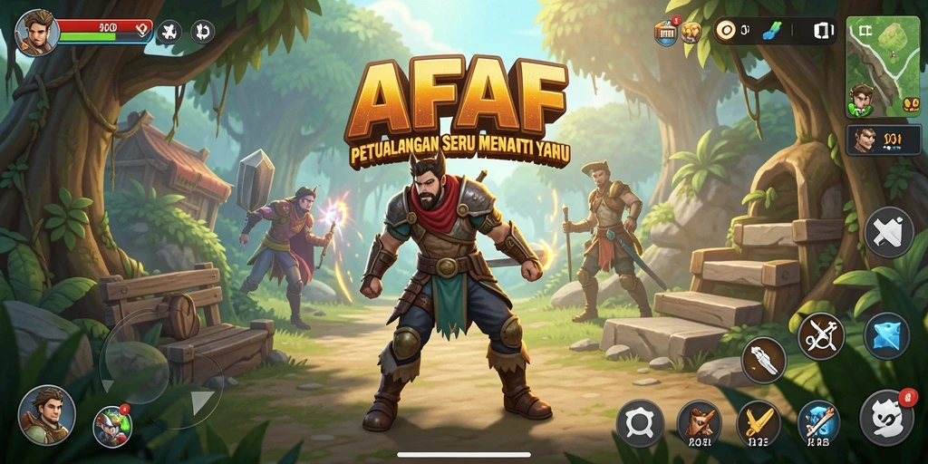 Tangkapan layar AFAF menampilkan aksi petualangan yang penuh warna dan menyenangkan.