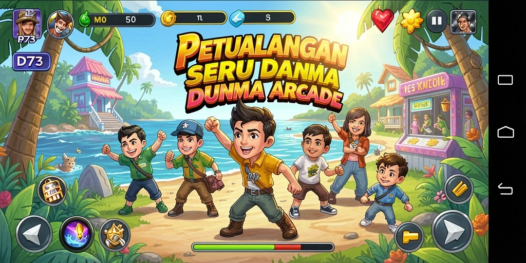 Tampilan gameplay seru dari D73 yang penuh tantangan arcade.