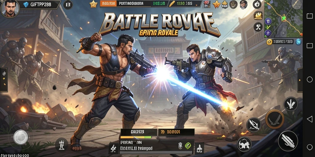 Gameplay intens GIFTRP288 dalam pertarungan Battle Royale.
