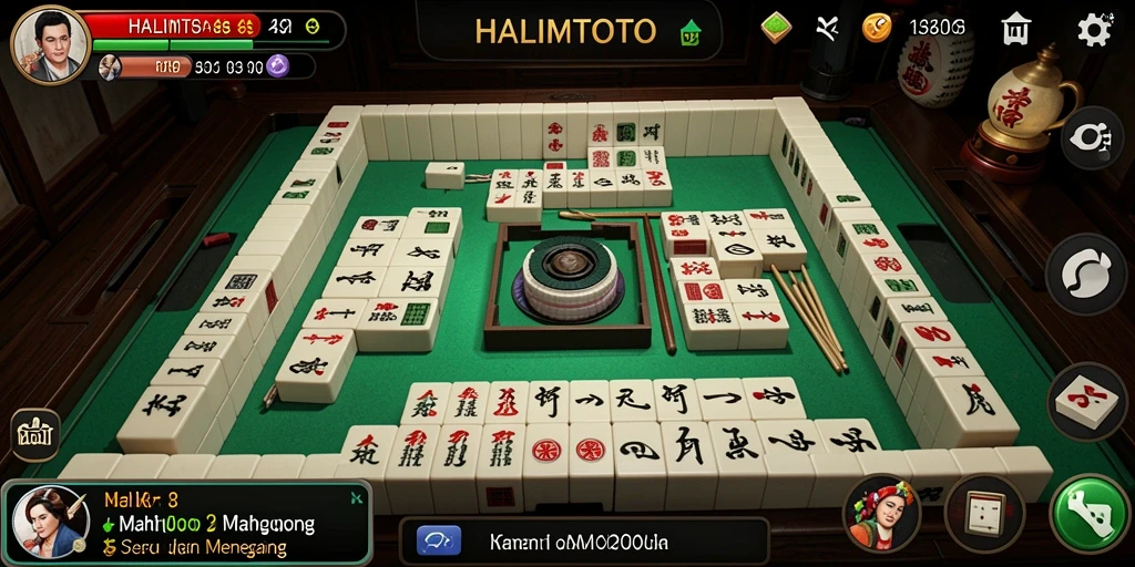 Tampilan gameplay HALIMTOTO yang menampilkan keseruan permainan Mahjong.