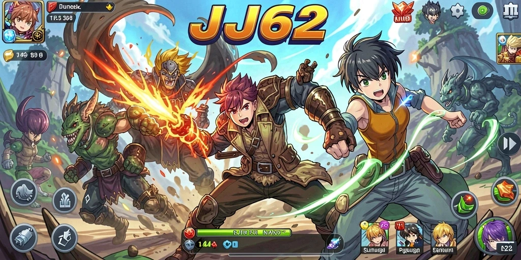 Tampilan menarik dari gameplay JJ62 yang menyajikan aksi seru dan karakter anime.