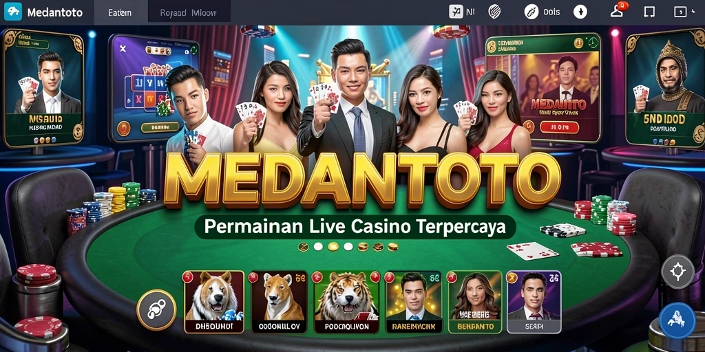 Screenshot MEDANTOTO menampilkan dealer langsung dan permainan yang mendebarkan.