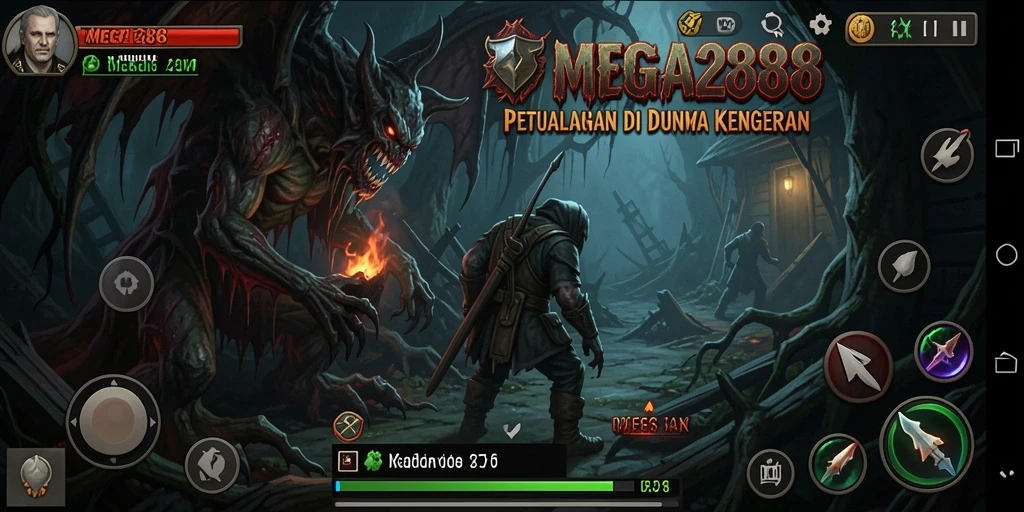 Screenshot menampilkan momen menegangkan di dunia kegelapan MEGA288.