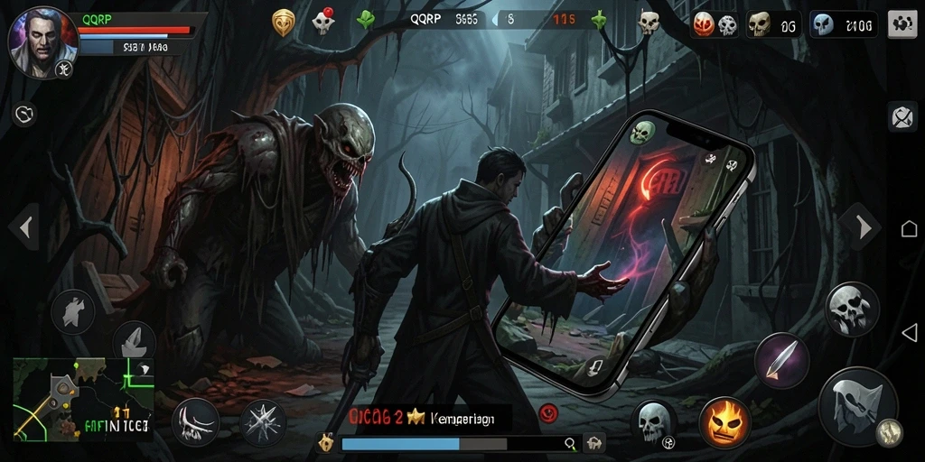 Tangkapan layar menampilkan suasana mencekam gameplay QQRP di dunia Horror.