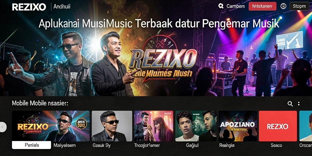 Tampilan layar utama REZIXO yang menggambarkan gameplay musik.