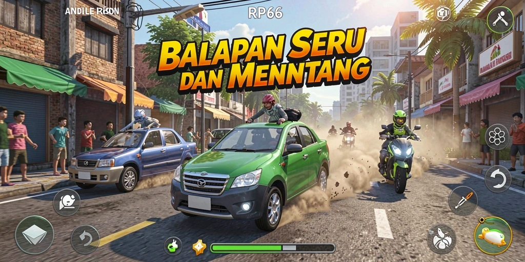 Screenshot RP66 menampilkan momen balapan yang mendebarkan.