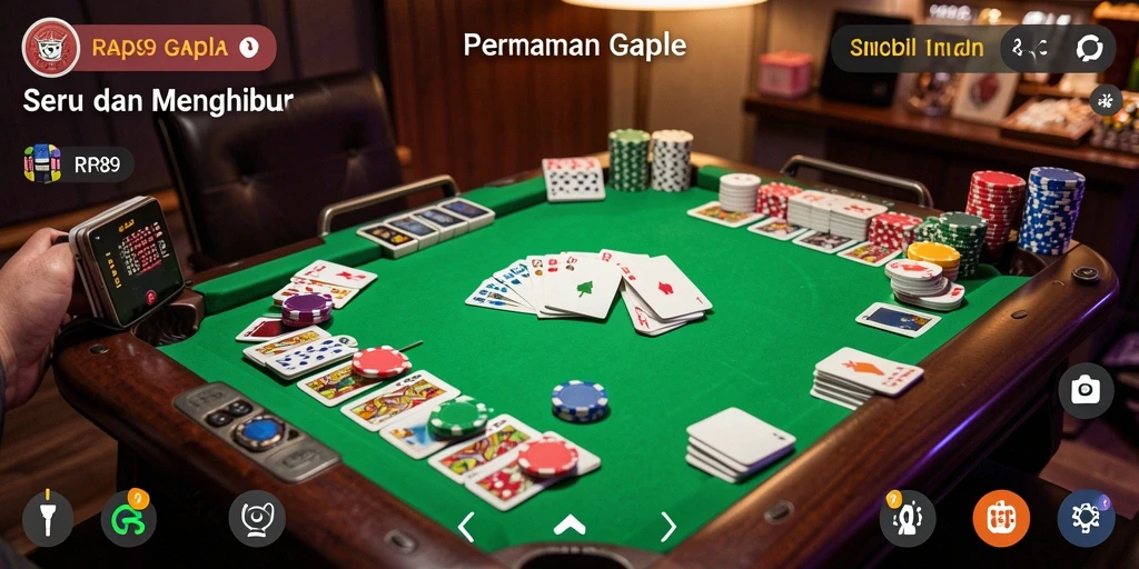 Screenshot gameplay <strong>RR89</strong> yang menunjukkan suasana permainan Gaple yang seru.