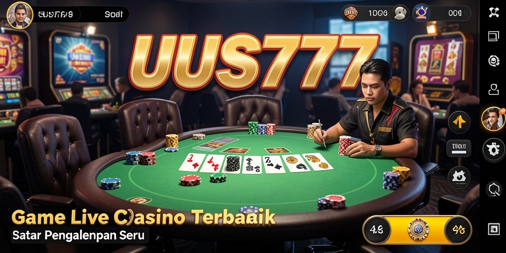 Tampilan utama gameplay UUS777 dengan dealer langsung yang profesional.