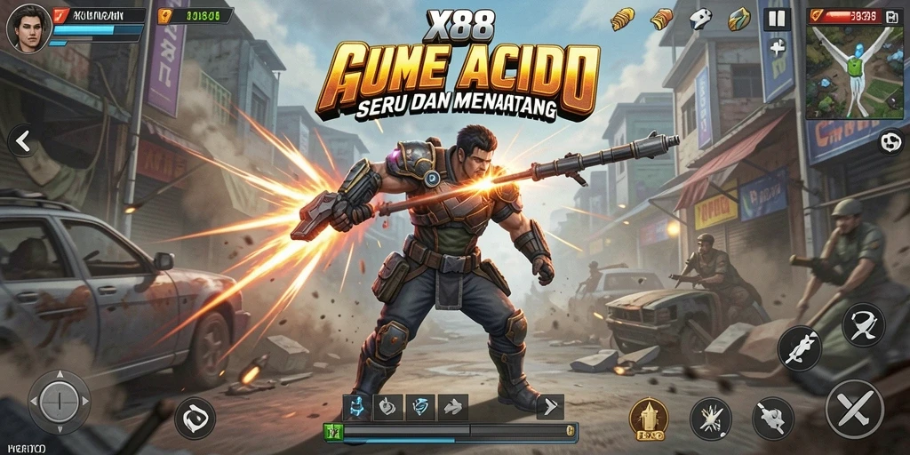Tampilan gameplay seru dari X88 dengan aksi menegangkan.
